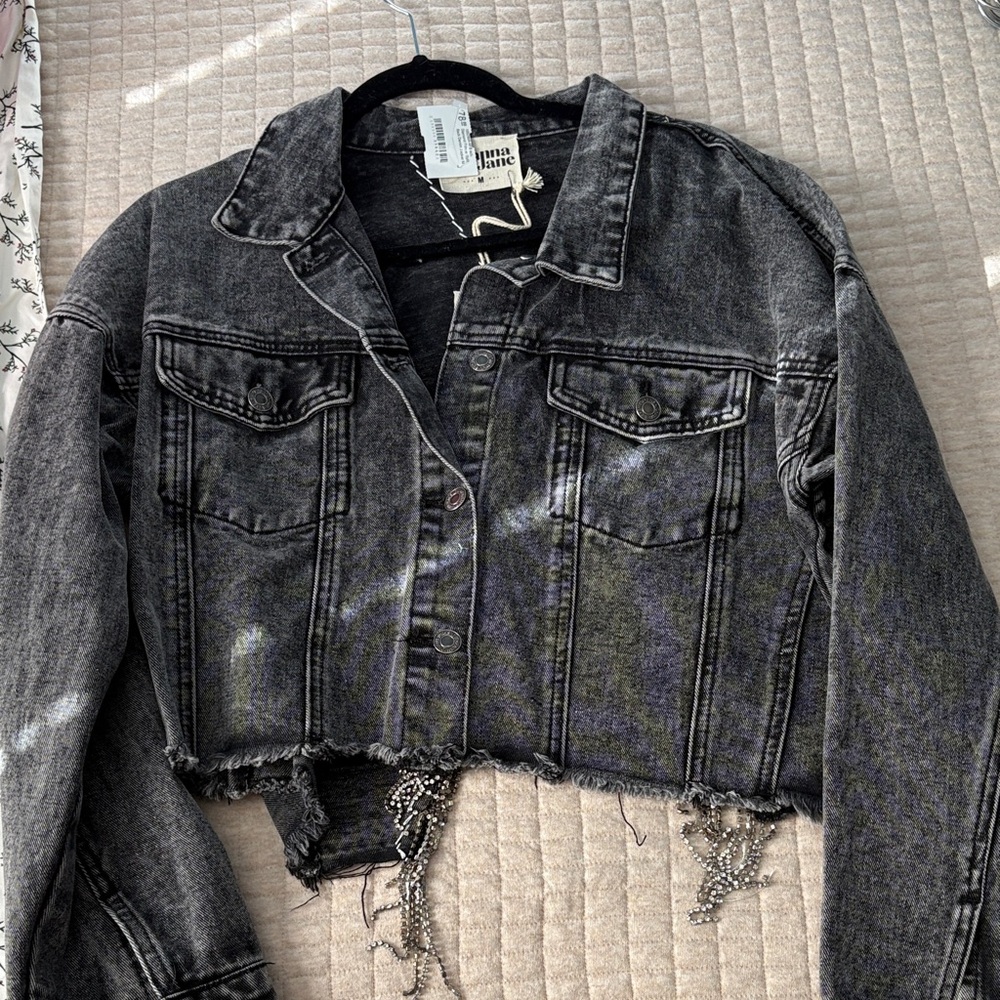 Savanna Jane Charcoal Denim Cropped Jacket